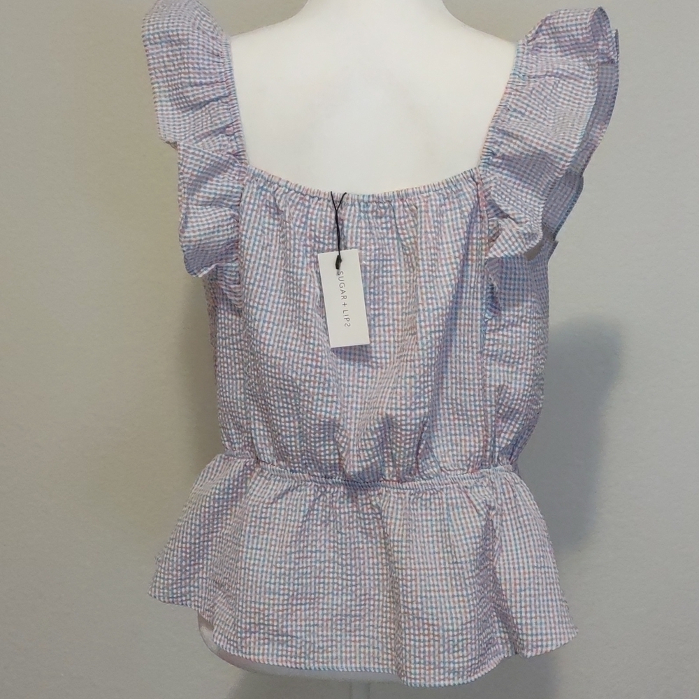 NEW Ruffled Sleeves Top Size L - Picture 7 of 10